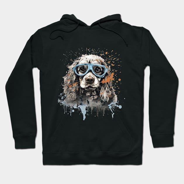 Dog Wearing Goggles Cavalier Hoodie by Tee Shreads